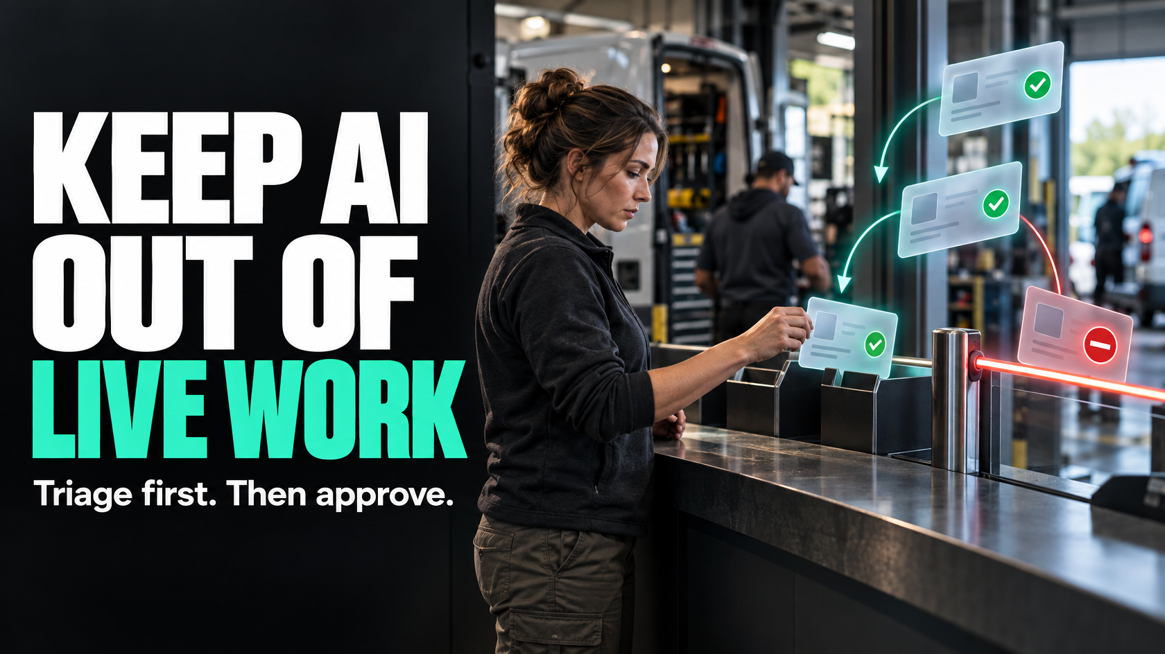 AI-assisted intake workflow sorting incoming operational requests into review and routing categories