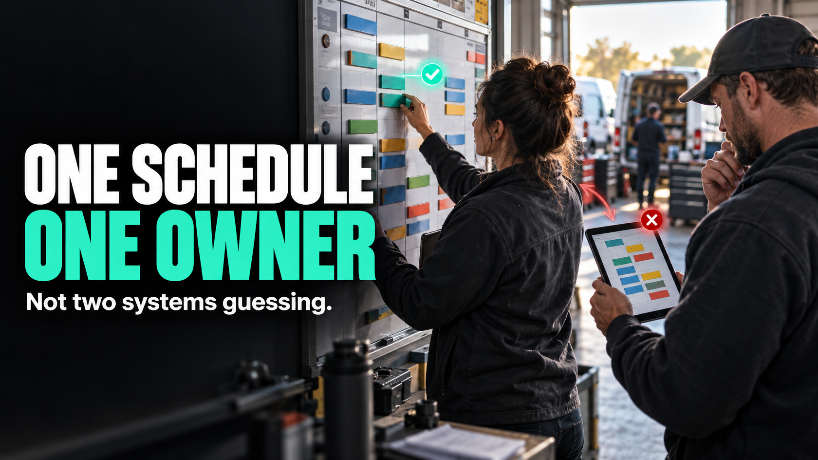 Planner reviewing job schedules and field service workload across multiple jobs