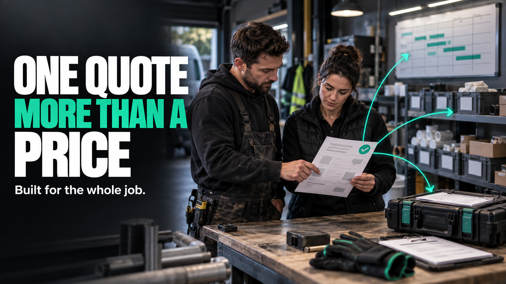 Structured quote data flowing into job scheduling, purchasing and job management