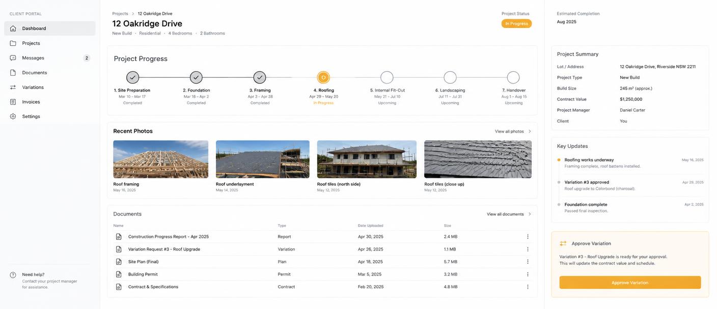 Client Portal System interface, starter system template with sample data